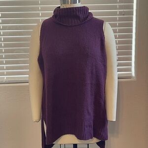 Purple Turtleneck Sleeveless Sweater